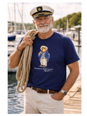 Polo Ralph Lauren Men’s Navy Blue Classic Fit Polo Bear Jersey T-Shirt Sz XXL